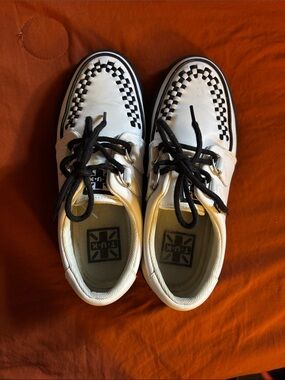 T.U.K White and Black Checkerboard Creeper Sneakers
